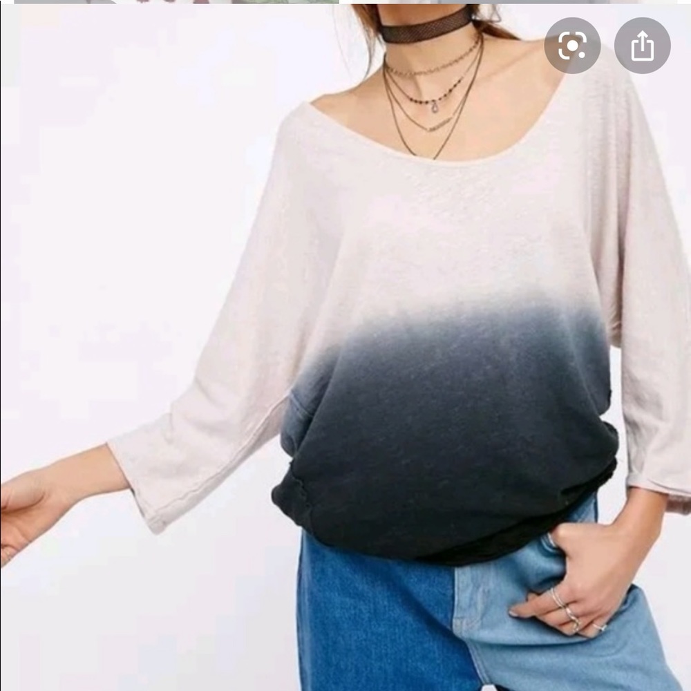 Free People We The Free Dip Dye Ombre Shirt Gray S